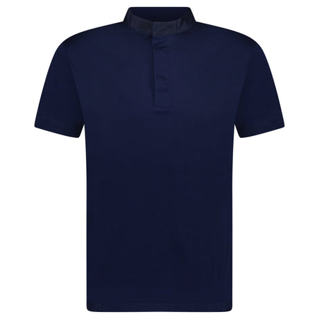 Emporio Armani Eagle Logo Mercerised Button Up T-Shirt Navy - Boinclo - Outlet Sale Under Retail