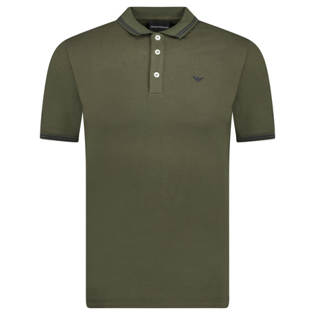 Emporio Armani Eagle Logo Twin Tip Polo - Shirt Khaki Green - Boinclo - Outlet Sale Under Retail