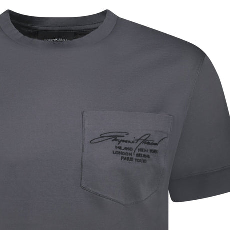 Emporio Armani Signature Pocket Mercerised T-Shirt Grey - Boinclo - Outlet Sale Under Retail