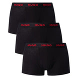 HUGO 3 Pack Cotton Stretch Trunks Black & Red - Boinclo ltd - Outlet Sale Under Retail