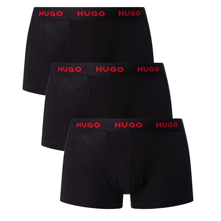 HUGO 3 Pack Cotton Stretch Trunks Black & Red - Boinclo ltd - Outlet Sale Under Retail