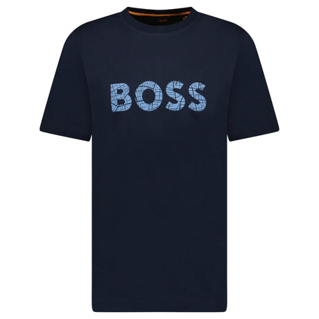 Hugo Boss Blue Rubberised Logo T-Shirt Navy - Boinclo - Outlet Sale Under Retail