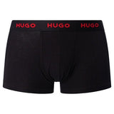 Hugo Boss Hugo 3 Pack Cotton Stretch Trunks Black & Red - Boinclo - Outlet Sale Under Retail