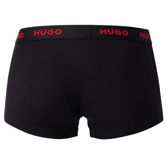 Hugo Boss Hugo 3 Pack Cotton Stretch Trunks Black & Red - Boinclo - Outlet Sale Under Retail