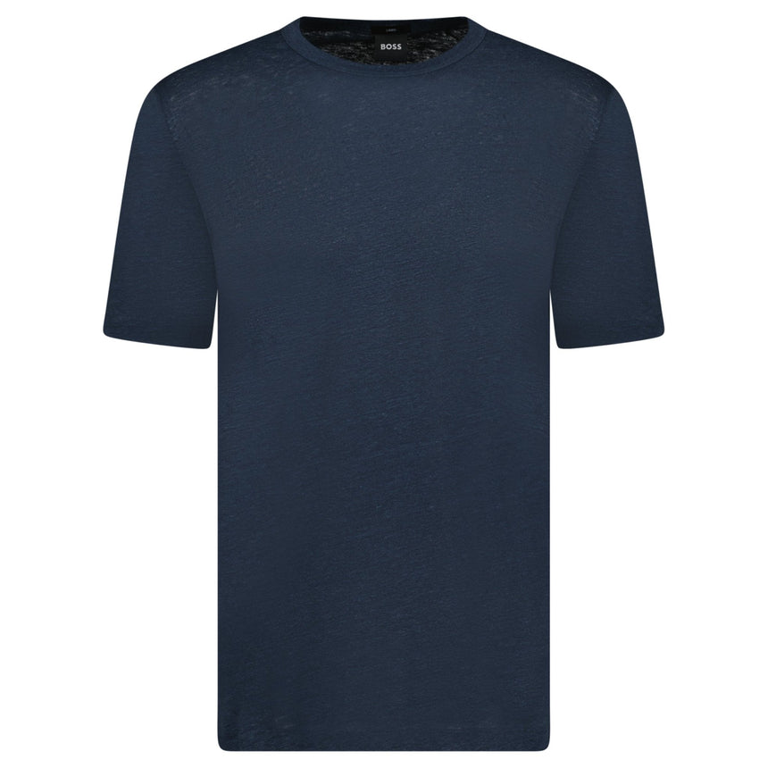 Hugo Boss Linen Tiburt T-Shirt Navy - Boinclo - Outlet Sale Under Retail