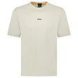 Hugo Boss Relaxed - Fit T-Shirt in Stretch Cotton with Logo Print Beige - Boinclo - Outlet Sale Under Retail