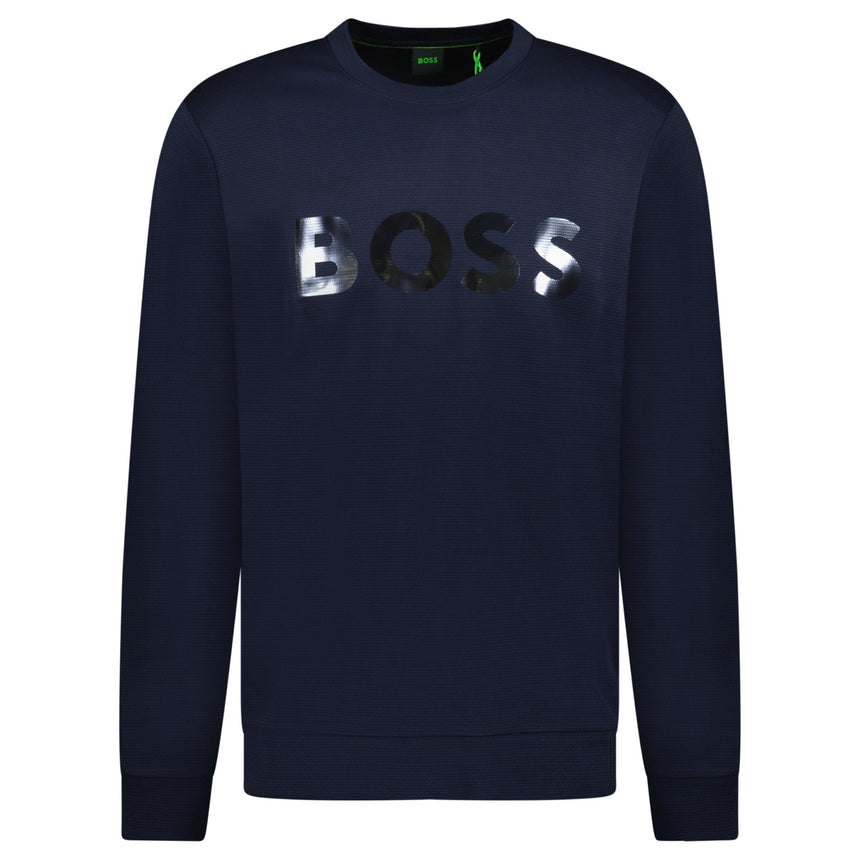 Hugo Boss Salbo Mirror Crewneck Sweatshirt Navy - Boinclo - Outlet Sale Under Retail