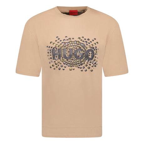 HUGO Studded Logo Cotton - Jersey T - Shirt Brown - Boinclo ltd - Outlet Sale Under Retail