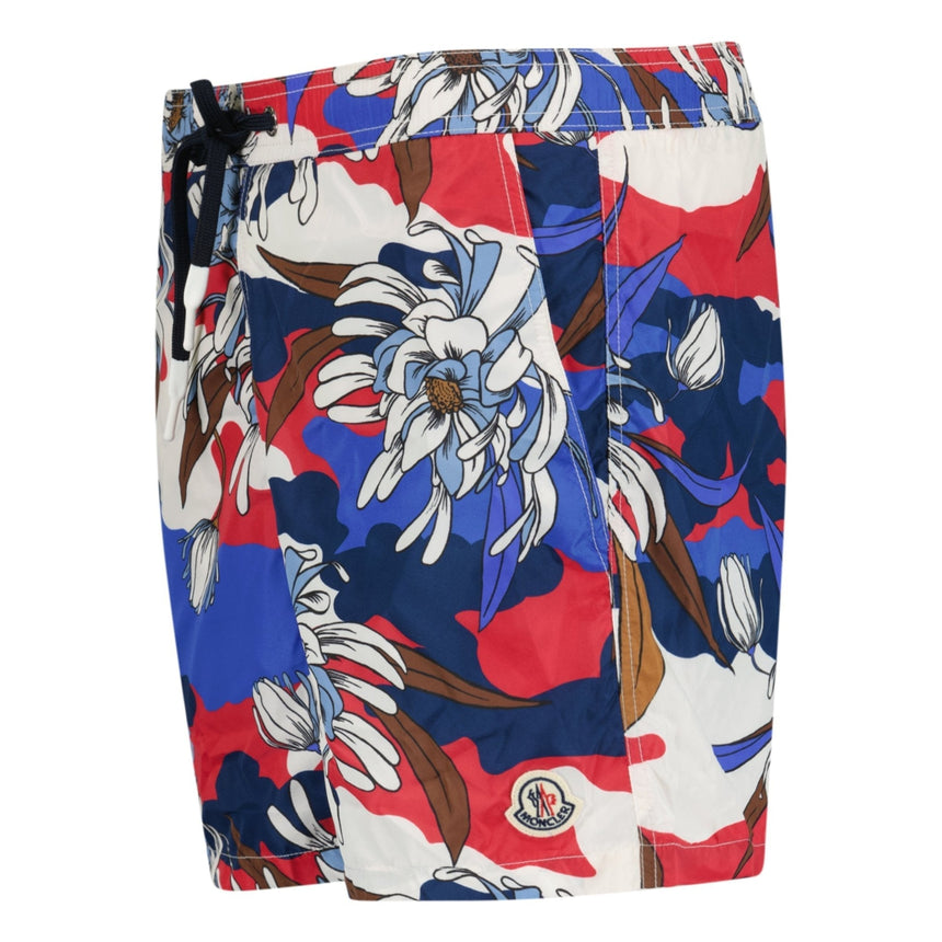 Moncler Flower Print Logo Swim Shorts Red, White & Blue - Boinclo - Outlet Sale Under Retail