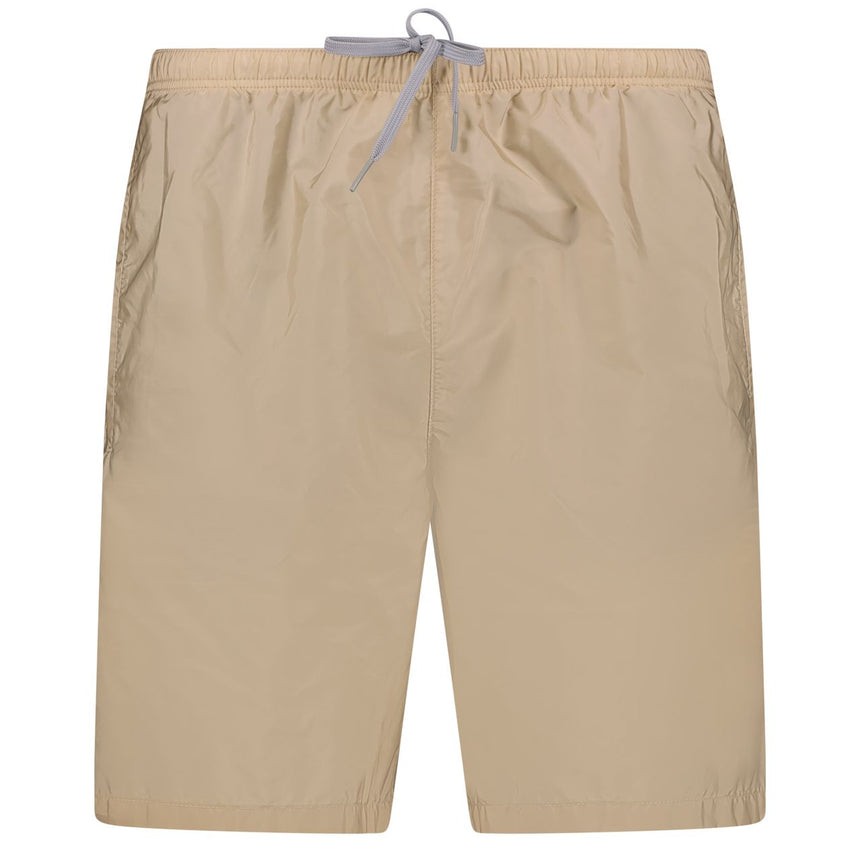 Black Rubber Logo Swim Shorts Beige