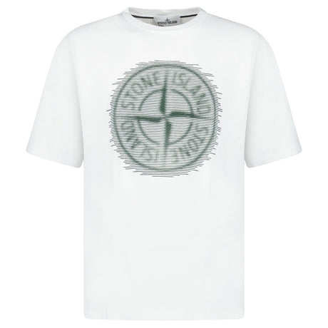 Stone Island 24/2 'Optical Two' Print T-Shirt White - Boinclo - Outlet Sale Under Retail