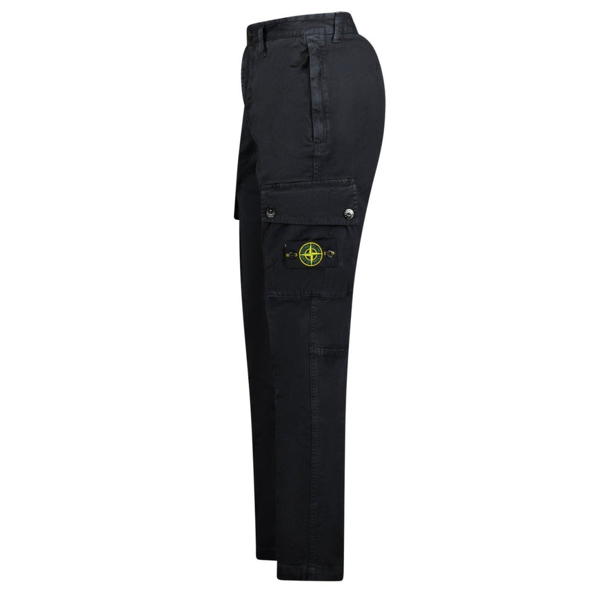 Stone Island Badge Cotton Cargo Trousers Black - Boinclo ltd - Outlet Sale Under Retail