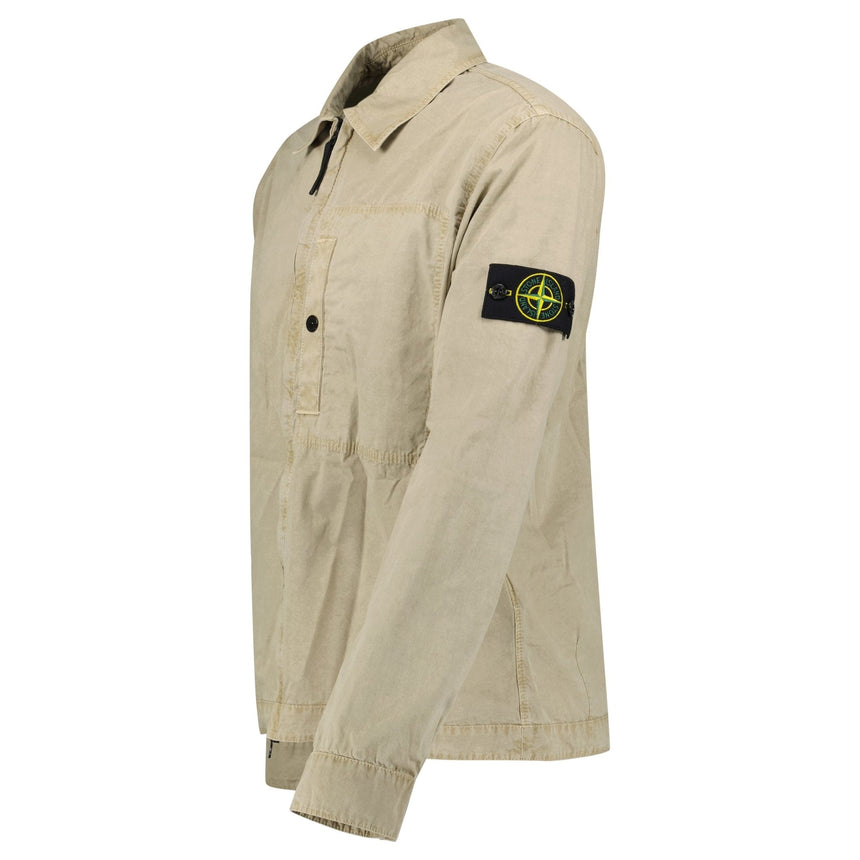 Stone Island Brushed Organic Cotton Canvas Overshirt in Desert - Boinclo - Outlet Sale Under Retail