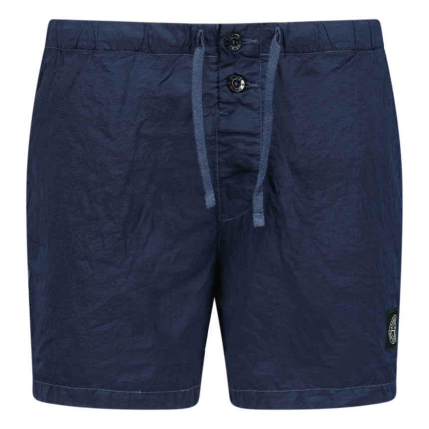 Stone Island Chrome Swim Shorts With Buttons Avio Blue - Boinclo - Outlet Sale Under Retail