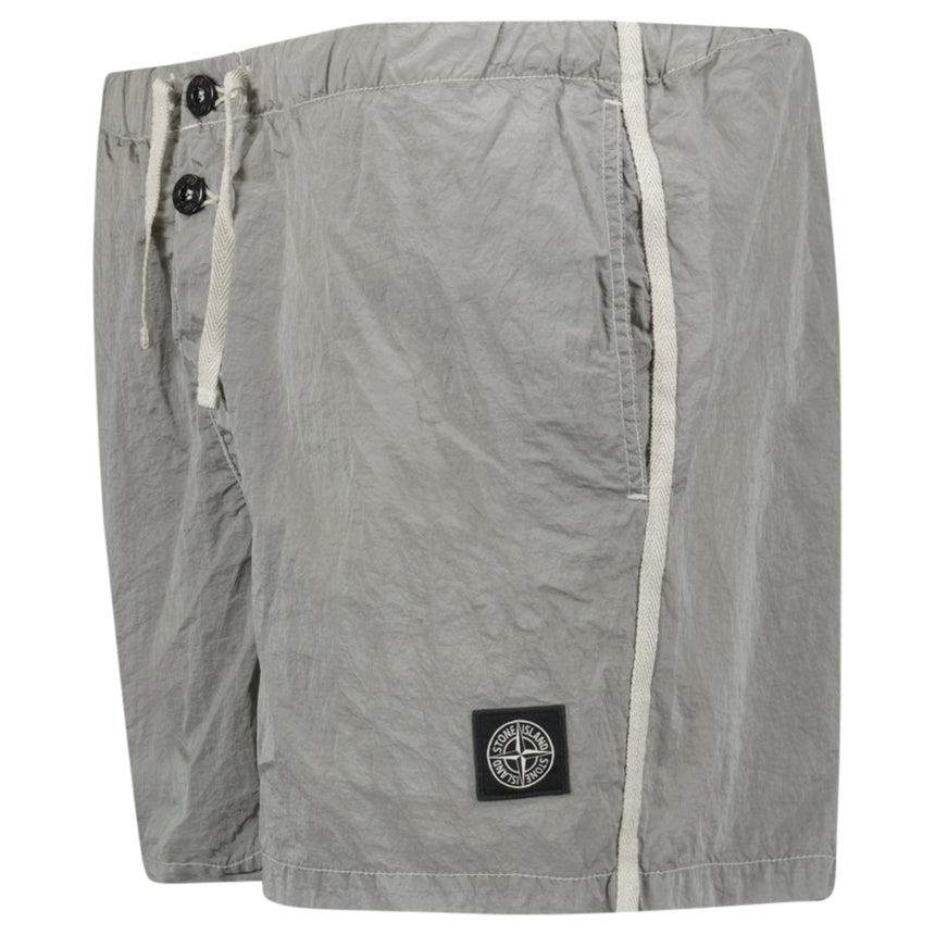 Stone Island Compass Button Chrome Swim Shorts Pearl Grey - Boinclo - Outlet Sale Under Retail