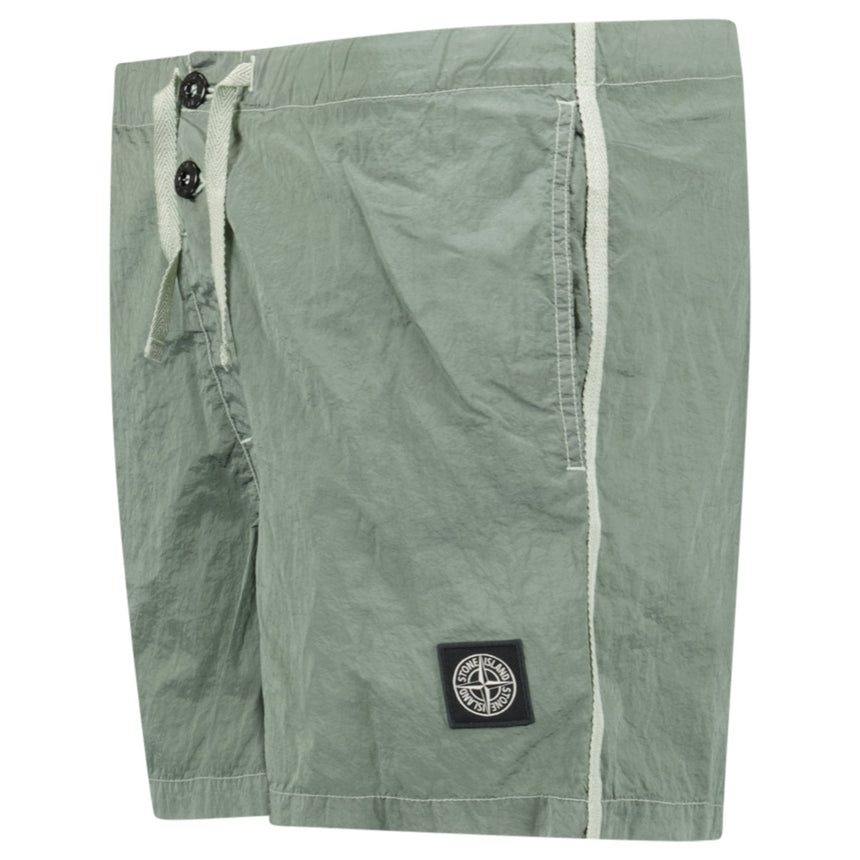 Stone Island Compass Button Chrome Swim Shorts Sage Green - Boinclo - Outlet Sale Under Retail