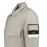Stone Island Ghost Badge Heavy Melton Button Up Jacket Beige - Boinclo - Outlet Sale Under Retail
