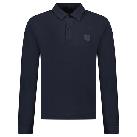Stone Island Ghost Badge Long Sleeve Polo Shirt in Navy - Boinclo - Outlet Sale Under Retail