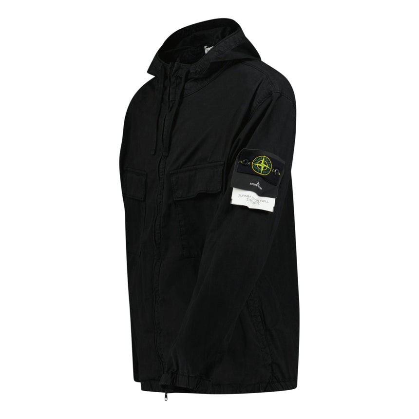 Stone Island Micro Twill Full Zip Hooded Jacket Black - Boinclo ltd - Outlet Sale Under Retail