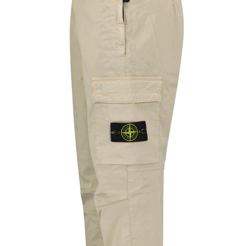 Stone Island Stretch Organic Broken Twill Cotton 'OLD' Effect Cargo Trousers in Beige - Boinclo - Outlet Sale Under Retail