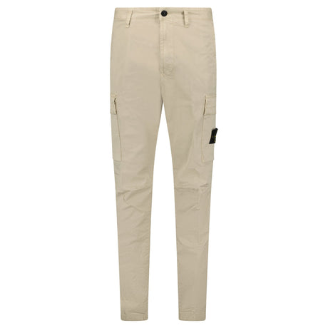 Stone Island Stretch Organic Broken Twill Cotton 'OLD' Effect Cargo Trousers in Beige - Boinclo - Outlet Sale Under Retail