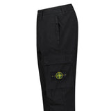 Stone Island Stretch Organic Broken Twill Cotton 'OLD' Effect Cargo Trousers in Black - Boinclo - Outlet Sale Under Retail