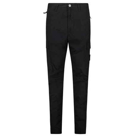 Stone Island Stretch Organic Broken Twill Cotton 'OLD' Effect Cargo Trousers in Black - Boinclo - Outlet Sale Under Retail