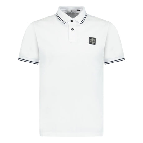 Stone Island Stripe Collar Polo T-Shirt Slim Fit White - Boinclo ltd - Outlet Sale Under Retail