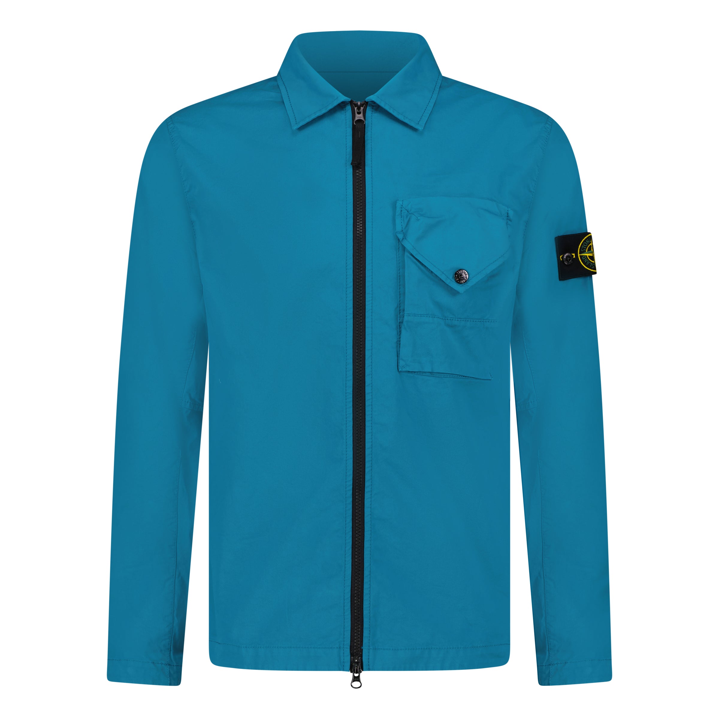 Color variation of Brushed Cotton One Pocket Overshirt Blue