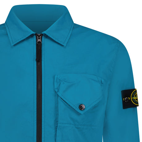 Brushed Cotton One Pocket Overshirt Blue