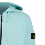 Badge Zip Hooded Sweatshirt Aqua