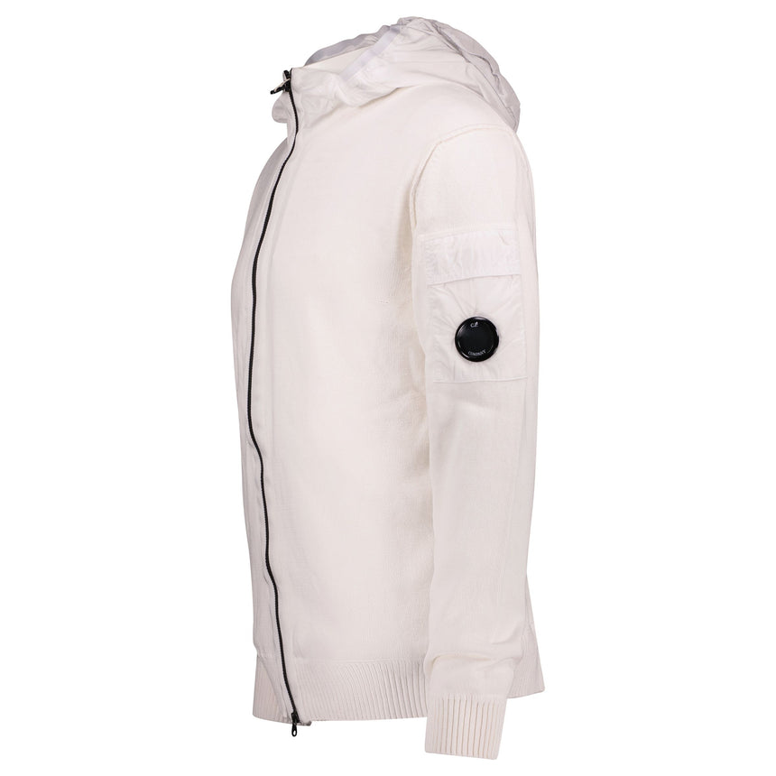 Lens Cotton Zip Fleece Hoodie White