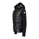 Moncler 'Cardigan Tricot' Nylon Arm Logo Zip Jacket Black - Boinclo ltd